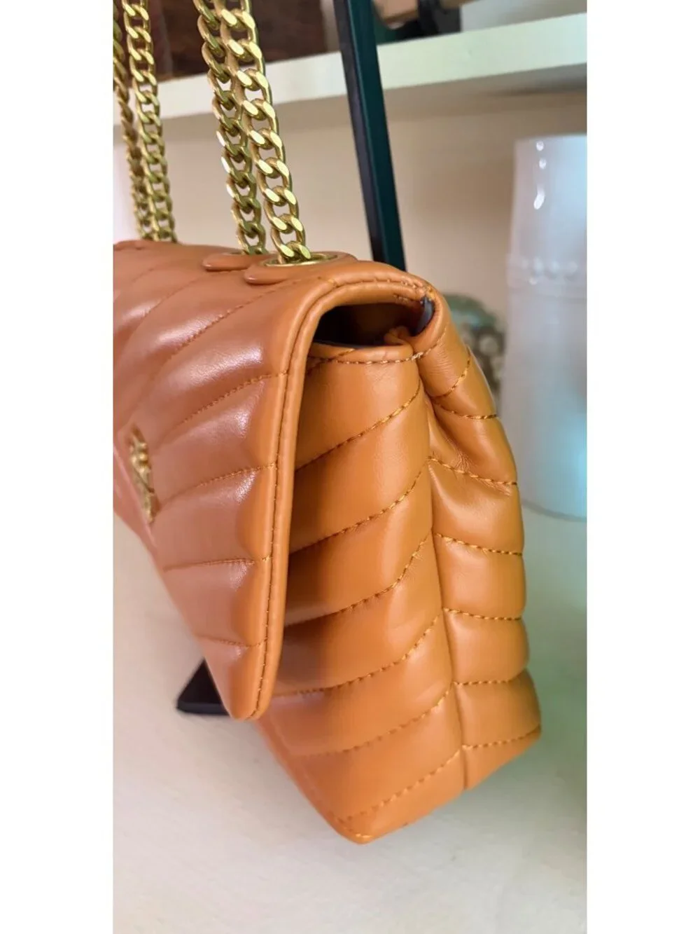 NWT Tory Burch Kira Chevron Leather Convertible Shoulder Bag Squash Orange